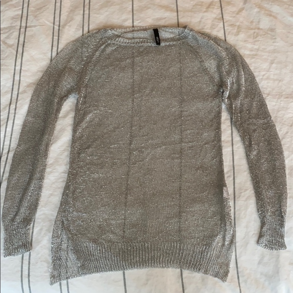 Silver metallic knit top